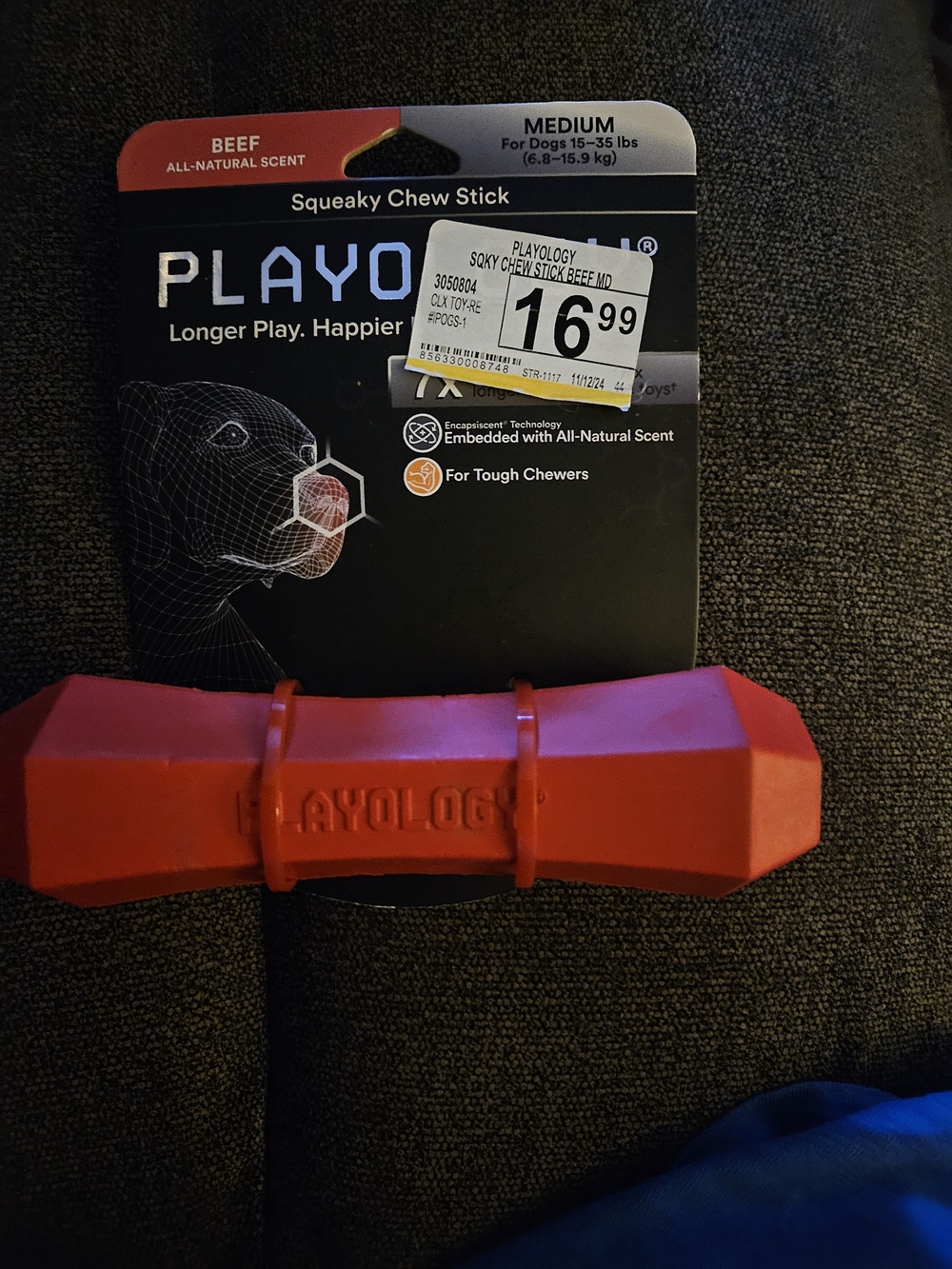 Playology Squeaky Chew Stick - Red Medium Dog Toy